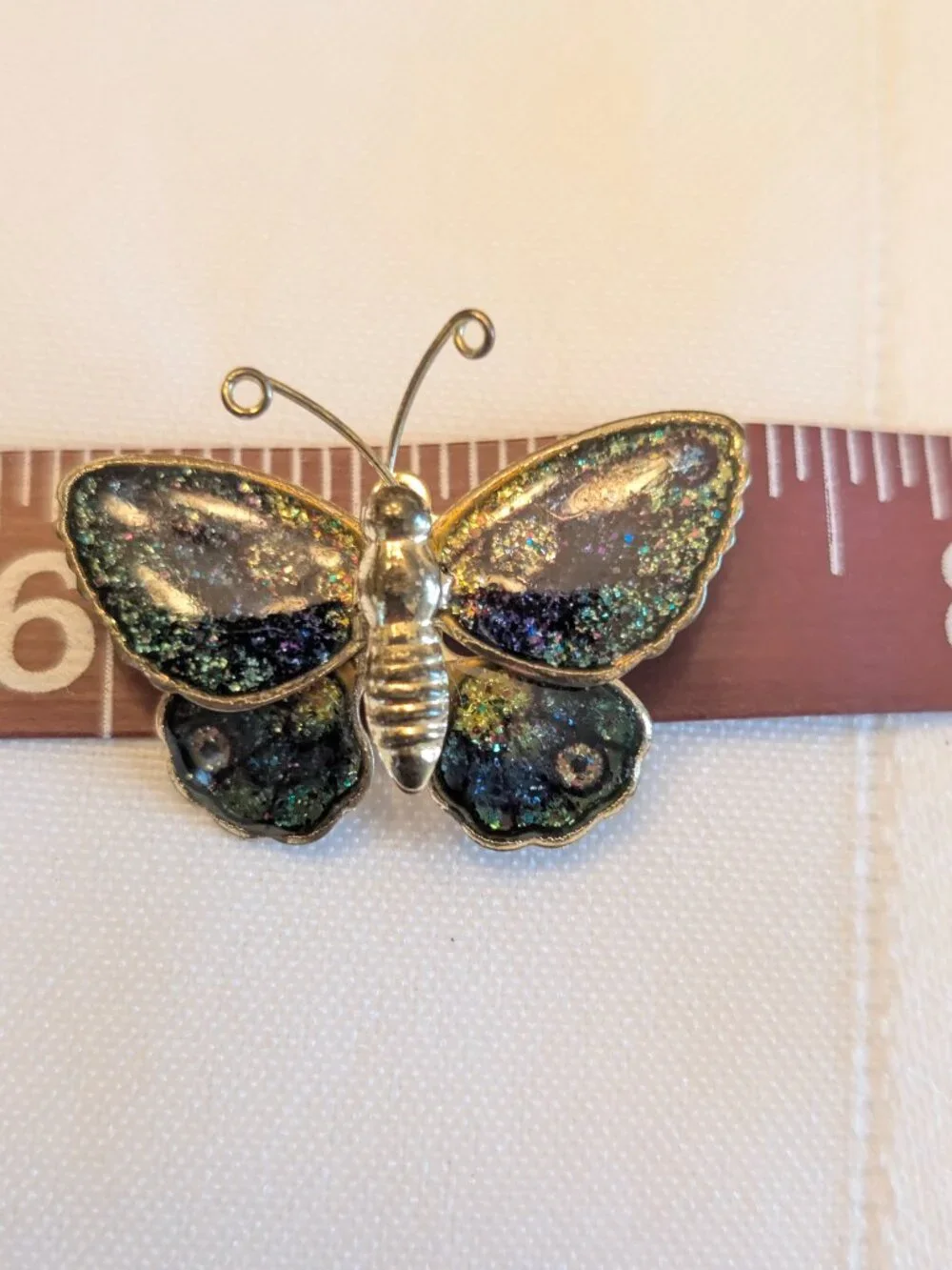 Vintage Enamel Butterfly Brooch Pin 
